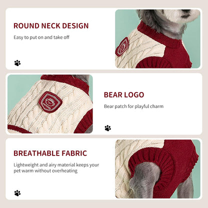 Small Dog Sweater – Winter Knitted Pet Clothes for Small Dogs & Cats